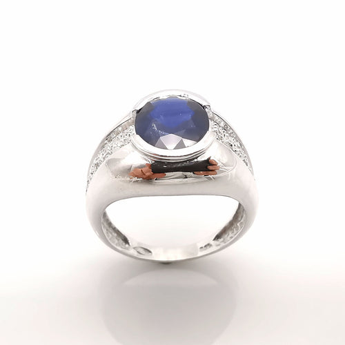 Bague 53 Bague or blanc saphir et diamants 58 Facettes