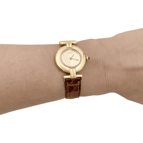Montre Montre Cartier, "Colisée Must", vermeil, cuir. 58 Facettes 34779