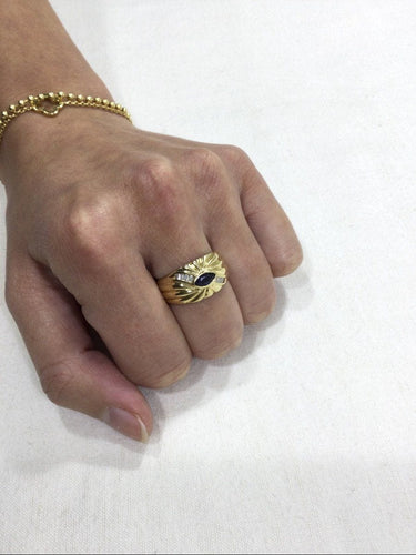 Bague 54 Bague Or jaune Saphir Diamants 58 Facettes