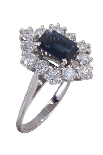 Bague 54 BAGUE POMPADOUR SAPHIR ET DIAMANTS ANNÉES 50 58 Facettes 094101