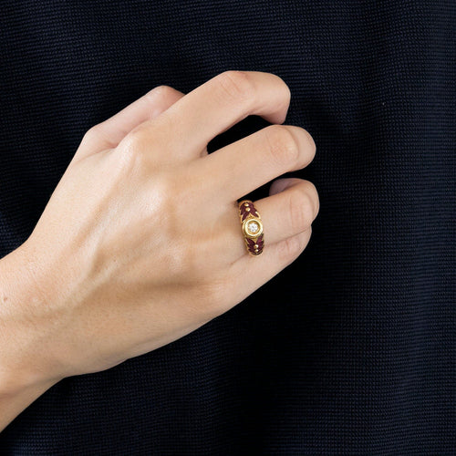 Bague 51.5 Bague or jaune sertie d'un diamant avec rubis 58 Facettes LP779/13