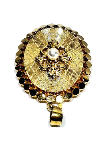 Pendentif Médaillon Photo Or rose et Perle 58 Facettes