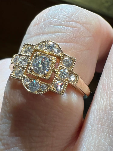 Bague 53 Bague diamants en pavage  diamants or rose 58 Facettes 7624 A