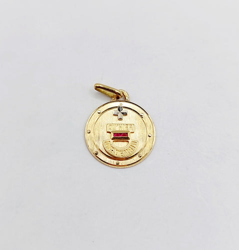 Pendentif Augis - Pendentif médaille d'amour 14 mm en or 18k et rubis 58 Facettes A06576