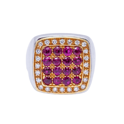 Gold Ring with Diamonds and Rubies