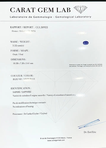 Bague 55 Bague en or saphir de Ceylan non chauffé et diamants 58 Facettes