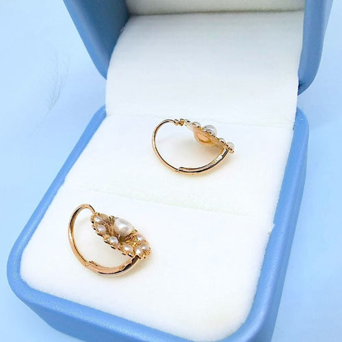 Boucles d'oreilles Boucles d'oreilles Dormeuses anciennes Perles de culture Or Rose 18 K 58 Facettes AA 1710