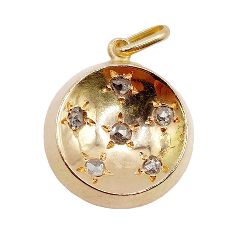 Pendentif Pendentif cible Art Déco or rose, diamants taille rose, serti étoilé (circa 1920) 58 Facettes A05794