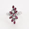 Bague 56 Bague vintage "panier" en or blanc, diamants et rubis. 58 Facettes