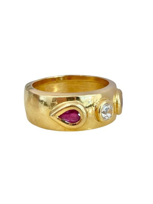 Bague 54 Bague en or jaune rubis et diamant 58 Facettes