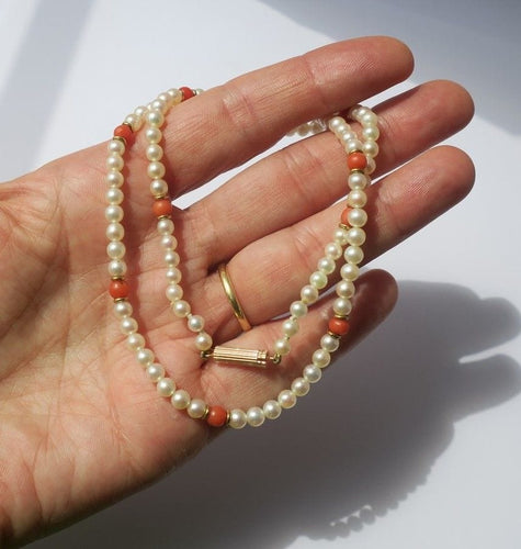 Collier Collier choker or rose perles de culture Akoya corail 58 Facettes