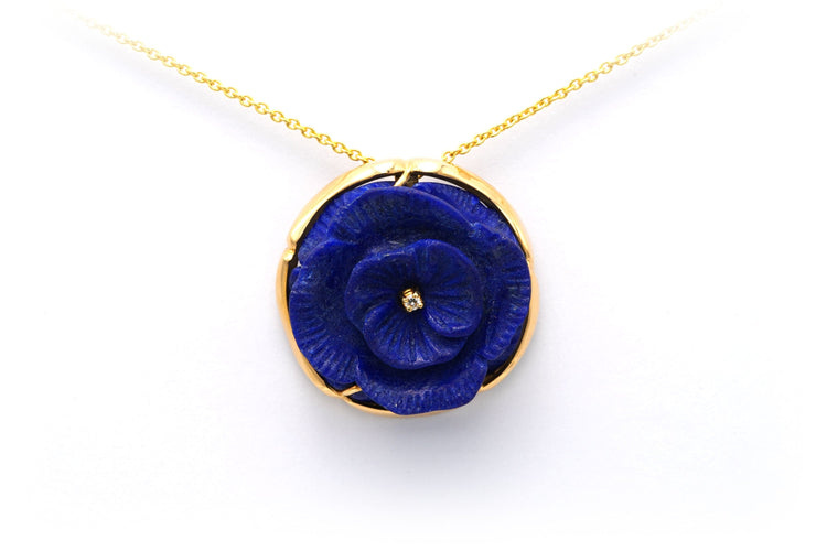 Pendentif Pendentif Art Nouveau en or carats serti d'un lapis lazuli et d'un diamant 58 Facettes 19534