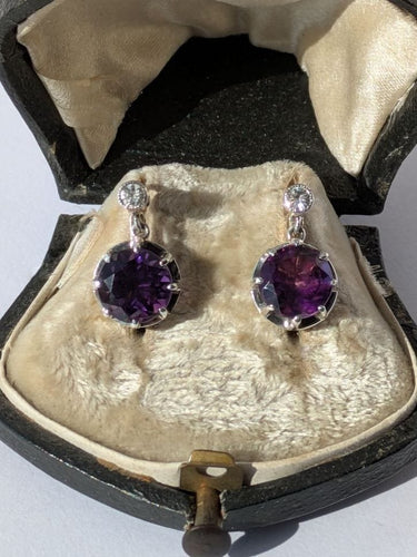 Boucles d'oreilles Boucles d’oreilles dormeuses améthyste or et argent 58 Facettes