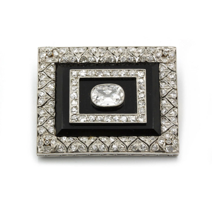 Broche Broche or, platine, onyx, diamants 58 Facettes 240280R