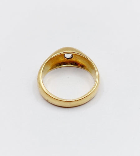 Bague 50 Bague jonc dôme or jaune 18k diamant taille ancienne 0,40 carat 58 Facettes A06197