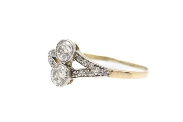 Bague 59 Bague classique avec diamants taille ancienne en or jaune et platine 58 Facettes 11613