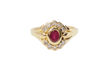 Bague 53 Bague marguerite en or jaune, rubis et diamants 58 Facettes 32917