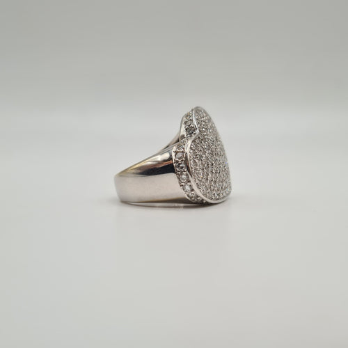 Bague 52.5 Bague cœur or blanc sertie de diamants naturels 58 Facettes