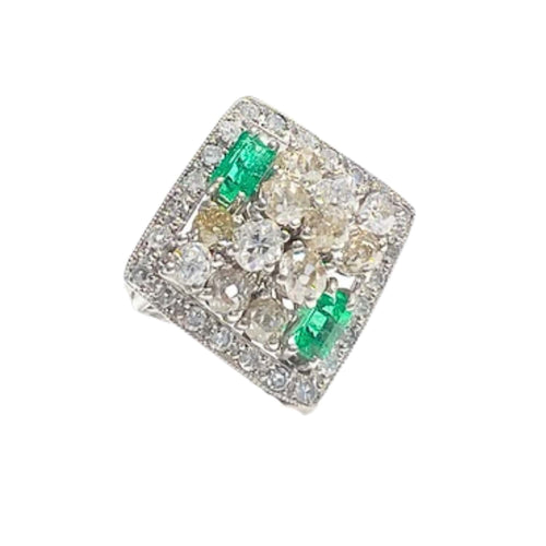 Bague Bague carrée diamants émeraudes 58 Facettes Q755A