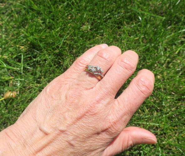 Bague 57 Bague Toi et Moi diamants or et platine 58 Facettes