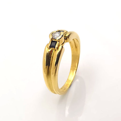 Bague 53 Bague or jaune diamant saphirs 58 Facettes