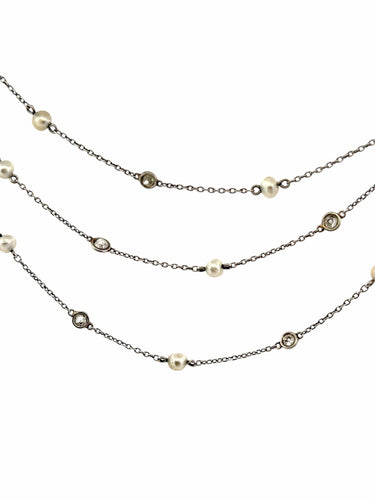 Collier Collier 3 rangs exceptionnel en or 18k, diamants old cut & perles fines – Joaillerie ancienne 58 Facettes