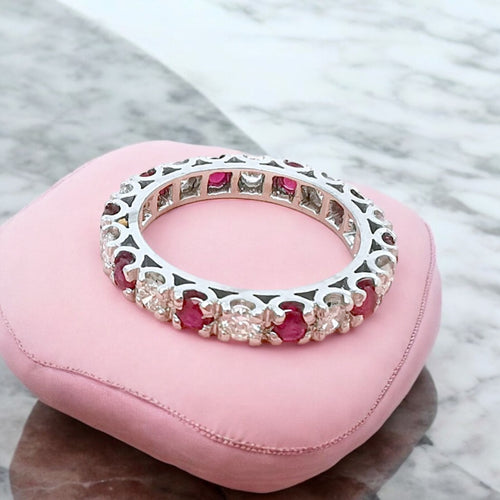 Bague 51.5 Bague alliance américaine or blanc diamants et rubis 58 Facettes AA 1670