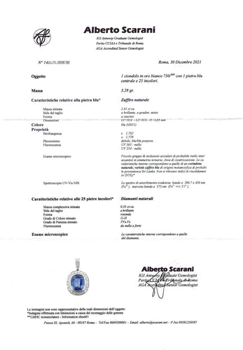 Collier Collier en or blanc avec saphir de Ceylan non chauffé de 2,41 ct et diamants 58 Facettes 10061