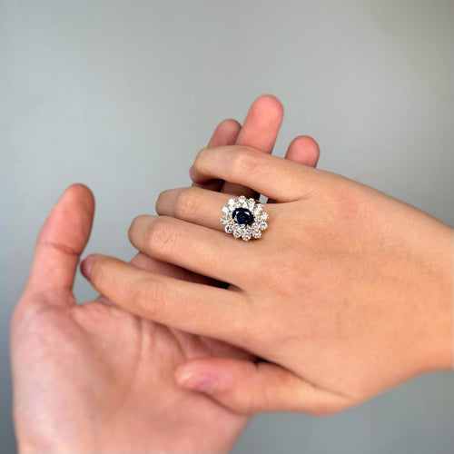 Bague 52 Bague Marguerite - Or jaune, Diamants & Saphir 58 Facettes 250371R