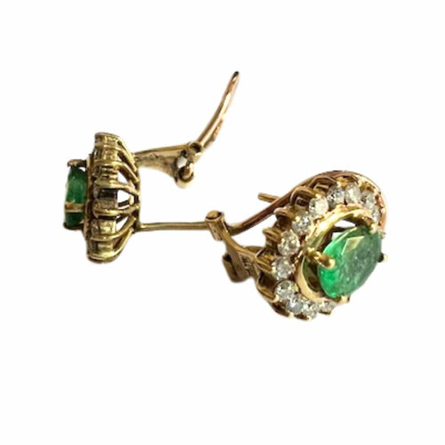 Boucles d'oreilles BOUCLES D'OREILLES ROSETTE NÉO CLASSIQUES CONTEMPORAINES en OR 18 carats avec DIAMANTS et ÉMERAUDES 58 Facettes Q374B(127)