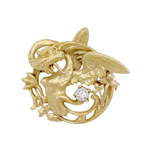Broche Broche "Dradon ailé", or jaune, diamant. 58 Facettes 34901