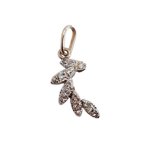 Pendentif Pendentif vintage or blanc branche fleurie et diamants 58 Facettes A06324