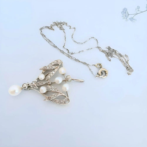 Collier Collier pendentif Art Nouveau perles fines et diamants en or 18K 58 Facettes AA 1620