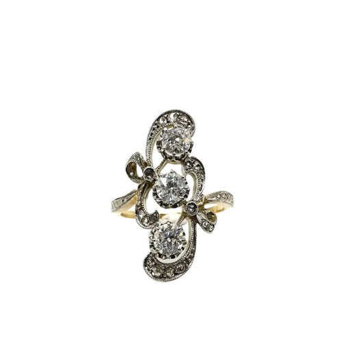 Bague 54 Bague bicolore or jaune et or banc, diamants 58 Facettes Z15B51356