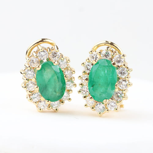 Boucles d'oreilles Boucles d'oreilles rosace en or jaune avec émeraudes et diamants 58 Facettes