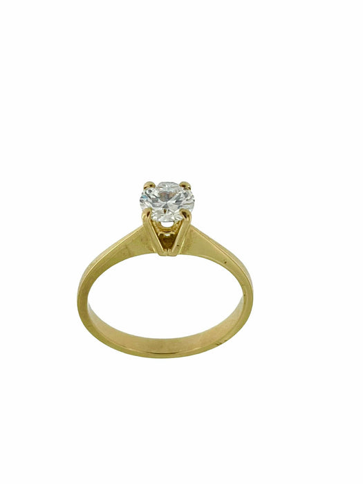 Bague 53 Bague solitaire en or jaune certifiée HRD 58 Facettes