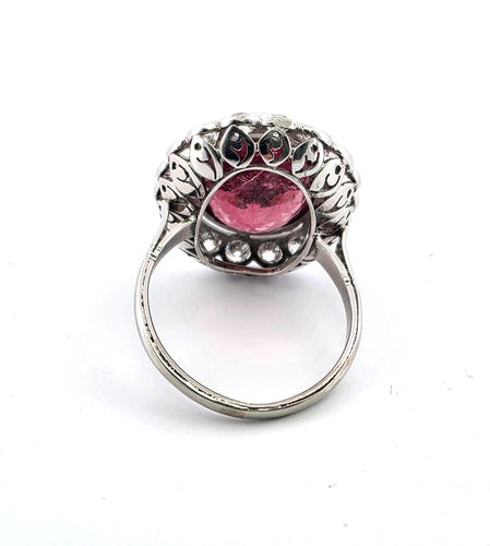 Bague 56 Bague en or blanc avec tourmaline naturelle et diamants 58 Facettes