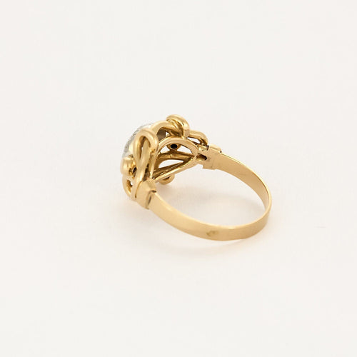 Bague 53 Bague en or jaune 18K et de platine 58 Facettes CLA0593