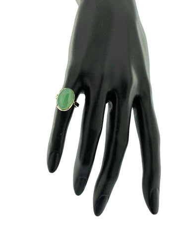 Bague Bague en or jaune certifiée, jadéite naturelle 58 Facettes