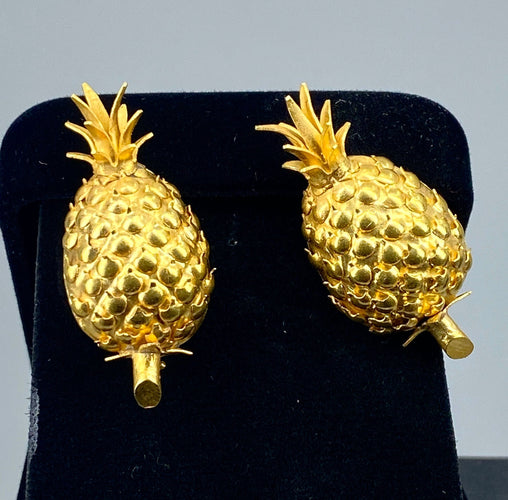 Coppia di orecchini Ananas in oro giallo 