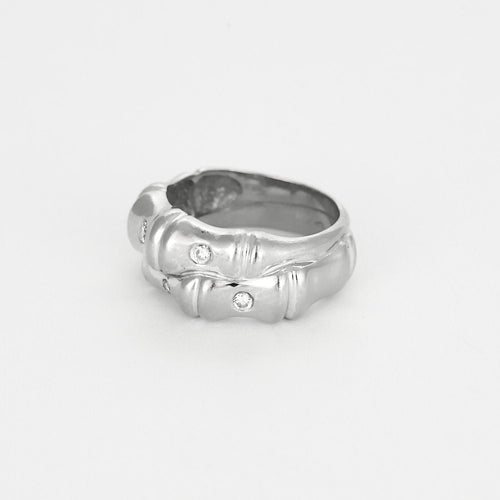 Bambu-ring i vitt guld 