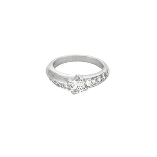 Bague 51.5 Solitaire or blanc diamants 58 Facettes LP1230/11