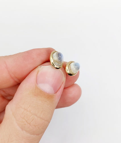 Boucles d'oreilles Puces d'oreilles vintage or jaune cabochons pierres de lunes 58 Facettes A05689