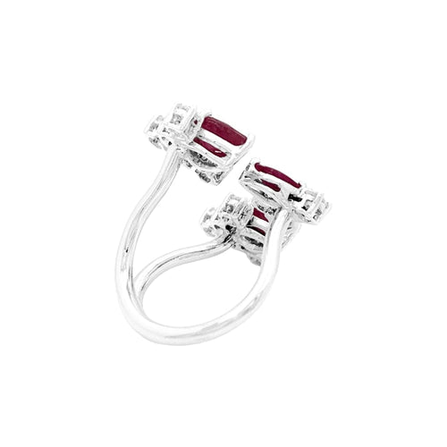Bague 46 Bague ouverte, or blanc, rubis et diamants. 58 Facettes 35094