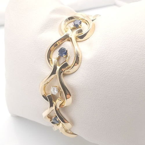 Bracelet Bracelet or jaune diamants et saphirs 58 Facettes