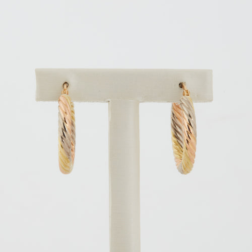 Boucles d'oreilles BOUCLES D’OREILLES CRÉOLES TORSADES 3 OR 58 Facettes REF 2017/20