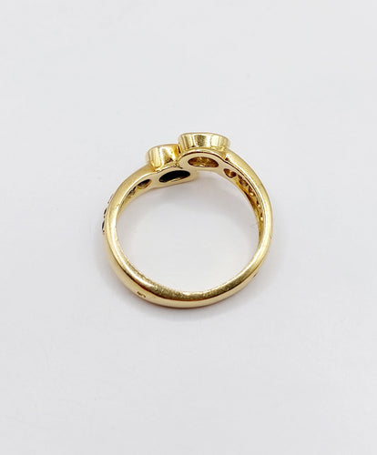 Bague 55.5 Bague toi et moi vintage or 18k diamant 0.35 carat et saphirs 58 Facettes A02998