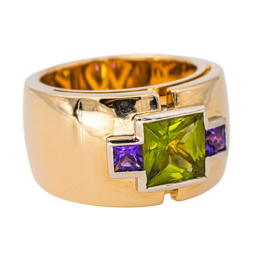 50 Bague Or jaune Péridot, Améthyste 58 Facettes 4442218RV