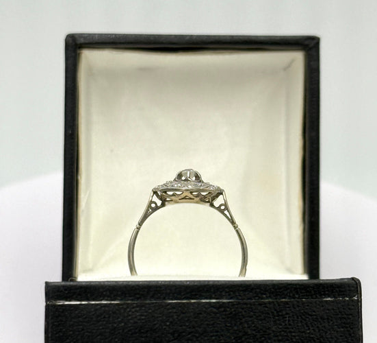 Bague 55 Bague ancienne en or gris et platine sertie de diamants 58 Facettes