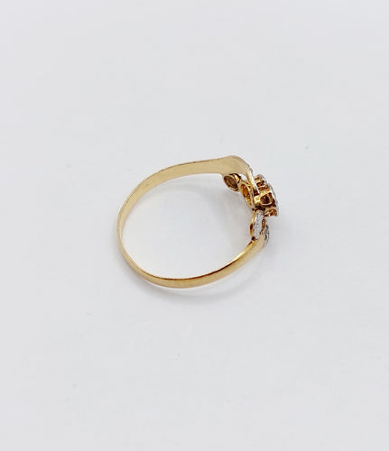 Bague 51 Bague antique or jaune diamant taille roses et monture à enroulement (circa 1900) 58 Facettes A04904